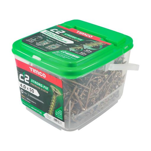 Picture of Timco C2 Strong-Fix PZ Screws Double-Countersunk 4.0x50mm Tub of 800 Multi-Purpose Screw