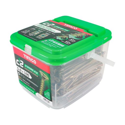 Picture of Timco C2 Strong-Fix PZ Screws Double-Countersunk 5.0x100mm Tub of 300 Multi-Purpose Screw