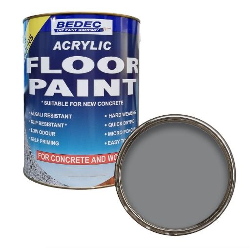 Picture of Bedec Acrylic Base Battleship Grey Concrete Garage Floor Paint 1L