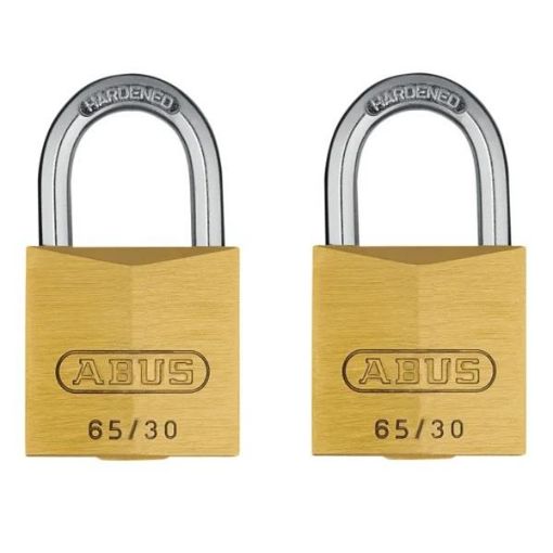 Picture of ABUS 65/30 Brass Padlock 30mm Twin Pack with 2 Keys