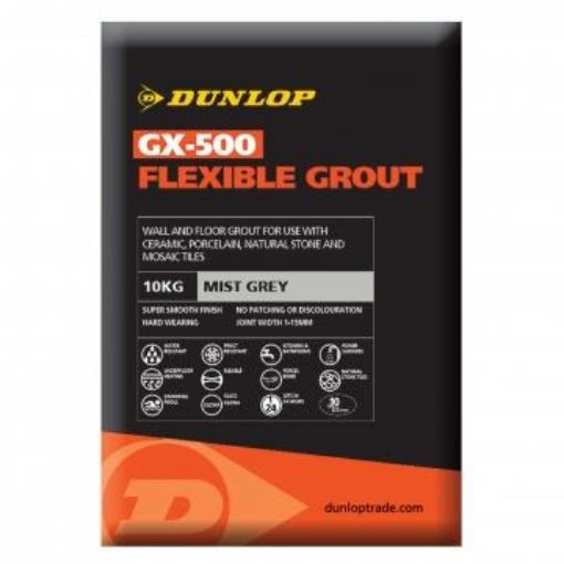 Picture of Dunlop GX-500 Mist Grey Tile Grout 10kg Flexible