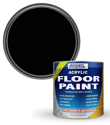Picture of Bedec Acrylic Base Black Concrete Garage Floor Paint 1L