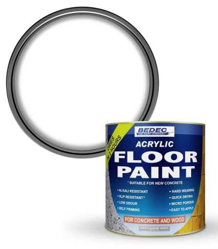 Picture of Bedec Acrylic Base White Concrete Garage Floor Paint 1L