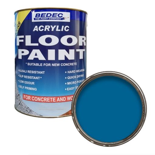 Picture of Bedec Acrylic Base Blue Concrete Garage Floor Paint 5L