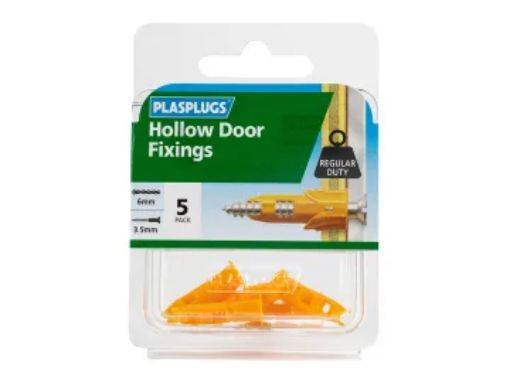 Picture of Plasplugs Hollow Door Fixings Pack of 5 Secure Fixing Plugs