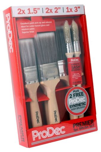 Picture of ProDec Premier 7 Piece Synthetic Paint Brush Set with 2 Free Sash Brushes