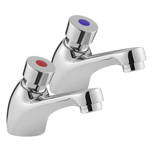 Picture of Deva Non Concussive Self Closing Basin Taps Chrome Pair