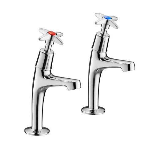 Picture of Deva Crosshead Sink Taps Chrome Traditional Hot & Cold Taps